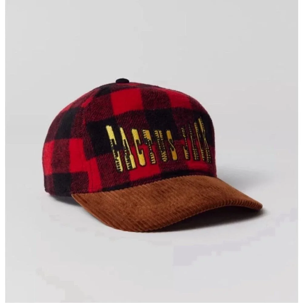 Cactus Jack Mick Foley Plaid Corduroy Snapback‎ Hat Cap Red WWE - New with tag